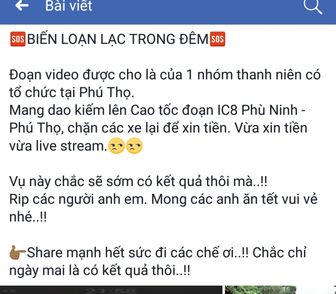 Một đoạn trạng th&aacute;i chia sẻ kh&ocirc;ng đồng t&igrave;nh với c&aacute;c đối tượng.