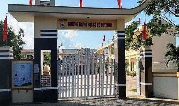 Trường THCS Duy Ninh, nơi xảy ra sự việc học sinh lớp 6 bị c&ocirc; gi&aacute;o phạt 231 c&aacute;i t&aacute;t.