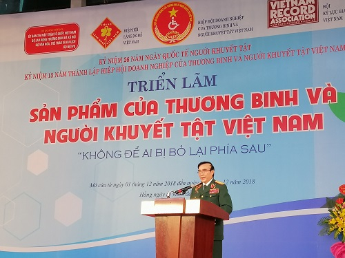 Thiếu tướng - AHLLVT L&ecirc; M&atilde; Lương - Chủ tịch Hiệp Hội doanh nghiệp Thương binh v&agrave; Người Khuyết tật Việt Nam.