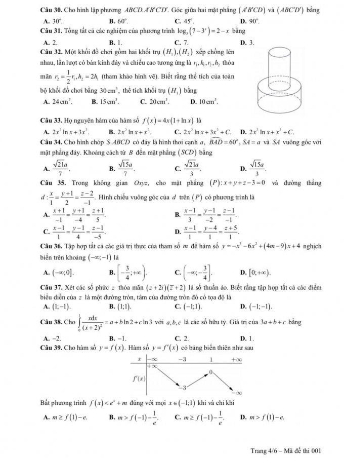Bộ Gi&aacute;o dục c&ocirc;ng bố đề thi tham khảo THPT quốc gia năm 2019 m&ocirc;n To&aacute;n học