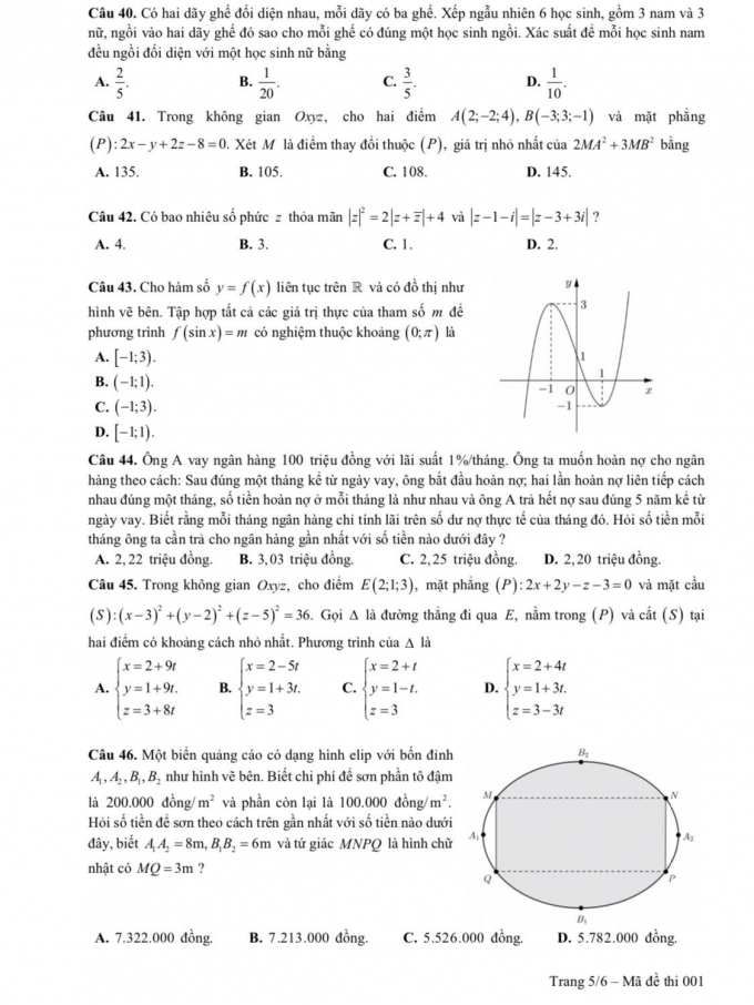 Bộ Gi&aacute;o dục c&ocirc;ng bố đề thi tham khảo THPT quốc gia năm 2019 m&ocirc;n To&aacute;n học