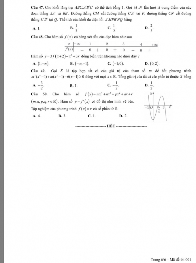 Bộ Gi&aacute;o dục c&ocirc;ng bố đề thi tham khảo THPT quốc gia năm 2019 m&ocirc;n To&aacute;n học