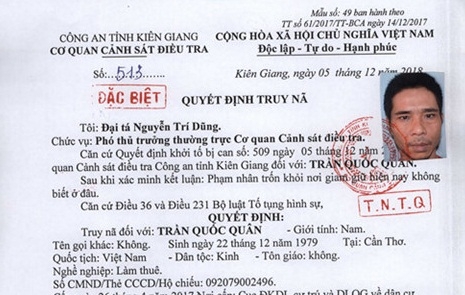 Bắt được 2 đối tượng bị truy nã đặc biệt trốn trại ở Kiên Giang