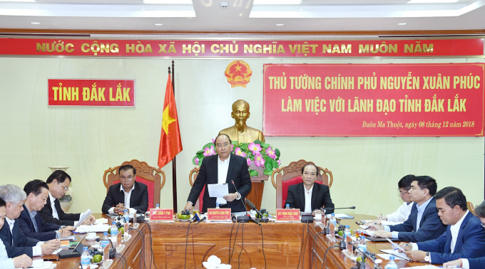 To&agrave;n cảnh buổi l&agrave;m việc của thủ tướng với l&atilde;nh đạo tỉnh Đắk Lắk.