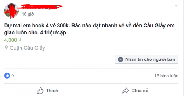 Vé trận Việt Nam-Malaysia bị thổi lên cao gấp chục lần