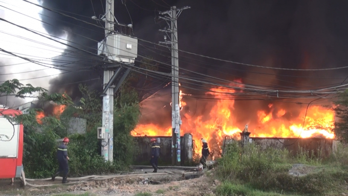 Vụ ch&aacute;y đ&atilde; ảnh hưởng đến đường điện tại khu vực, cột điện v&agrave; d&acirc;y điện cũng bị ch&aacute;y.