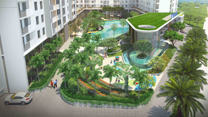 Dự &aacute;n Jamila c&oacute; rất nhiều mảng xanh, tạo kh&ocirc;ng gian trong l&agrave;nh.