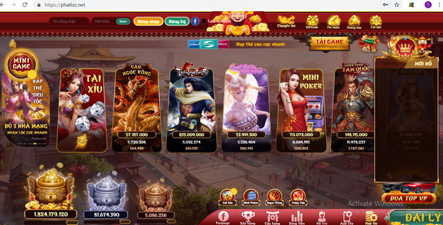 Giao diện bắt mắt của game b&agrave;i ph.
