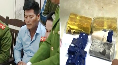 Đối tượng Trần Thanh Đ&agrave;n c&ugrave;ng tang vật vụ &aacute;n.