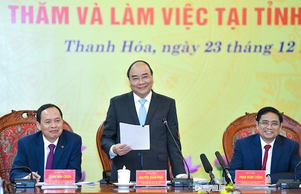 Thủ tướng l&agrave;m việc với l&atilde;nh đạo chủ chốt tỉnh Thanh Ho&aacute;