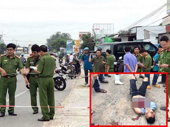 C&ocirc;ng an kh&aacute;m nghiệm hiện trường vụ trung t&aacute; c&ocirc;ng an bị đ&acirc;m.