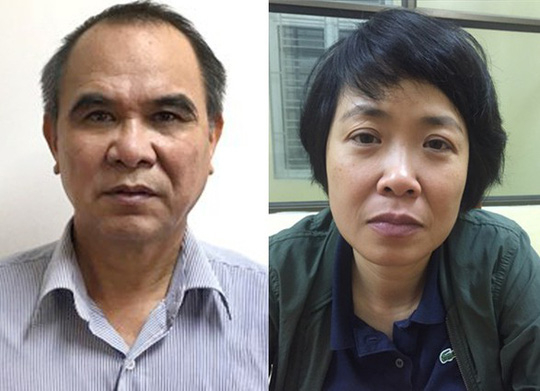 Hai bị can Cao Duy Hải (tr&aacute;i) v&agrave; Phạm Thị Phương Anh (phải)