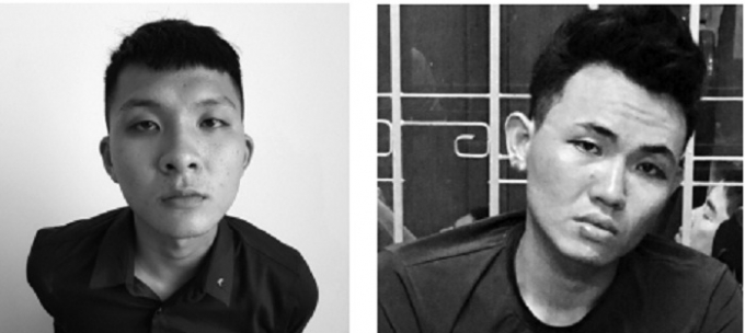 Đối tượng Nguyễn Viết Ho&agrave;ng v&agrave; V&otilde; Văn Cường tại cơ quan điều tra.