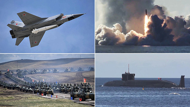 C&aacute;c kh&iacute; t&agrave;i qu&acirc;n sự của Nga. (Ảnh: RT)