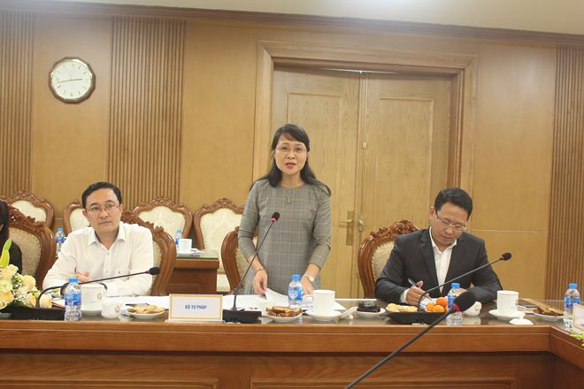 Ph&oacute; Cục trưởng Cục Kiểm tra văn bản quy phạm ph&aacute;p luật Nguyễn Thị Thu H&ograve;e n&oacute;i về kết quả phối hợp trong kiểm tra văn bản