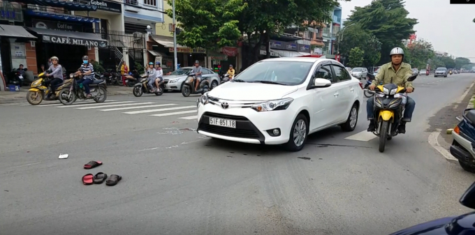 Chiếc &ocirc; t&ocirc; tại hiện trường vụ tai nạn.