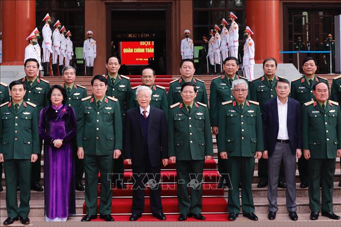 Tổng Bí thư, Chủ tịch nước Nguyễn Phú Trọng và các đại biểu dự Hội nghị. Ảnh: TTXVN