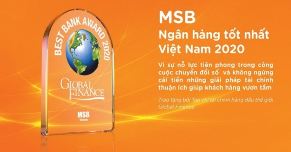 MSB được vinh danh là “Ngân hàng tốt nhất Việt Nam năm 2020“