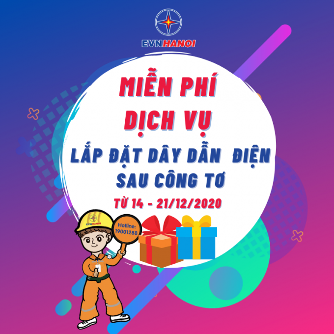 Điện lực Thủ đô: Miễn phí dịch vụ lắp đặt dây dẫn điện sau công tơ trong tháng Tri ân khách hàng năm 2020