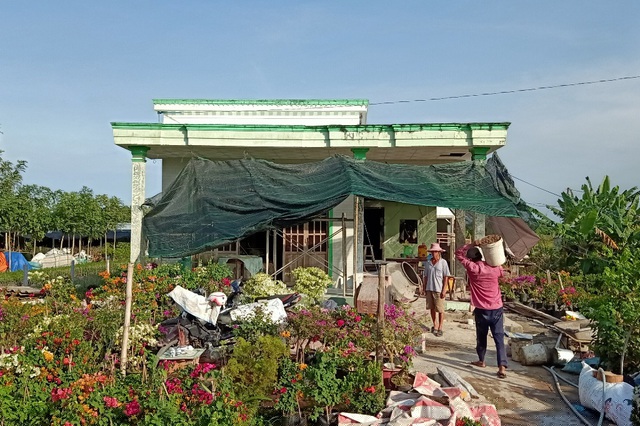 Ông Te đang thuê thợ sửa lại căn nhà đón Tết 