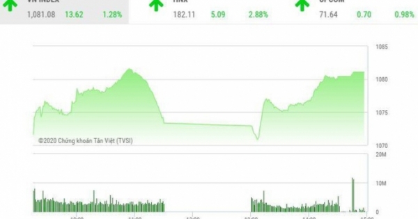Giao dịch chứng khoán chiều 21/12: VN-Index tăng tốc, cổ phiếu chứng khoán "tím lịm"
