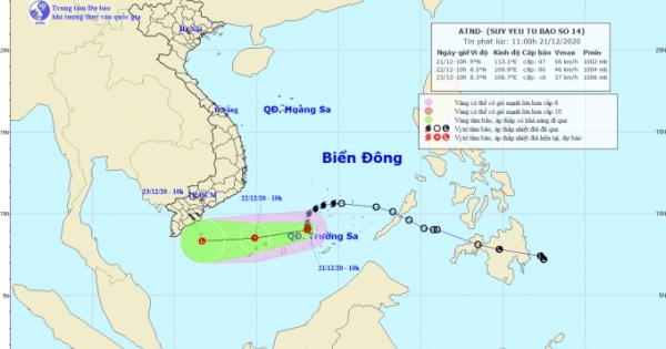 Bão số 14 suy yếu thành áp thấp nhiệt đới, gió giật cấp 9