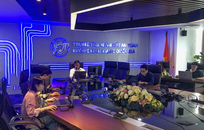 Trung tâm Giám sát an toàn không gian mạng Việt Nam. (Ảnh: Minh Sơn/Vietnam+)
