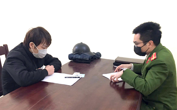 Đối tượng Ngọc tại cơ quan Công an.