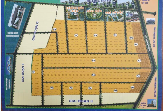 Sơ đồ tự vẽ dự án Khu dân cư Hoàng Cát Garden của Địa ốc Hoàng Cát.