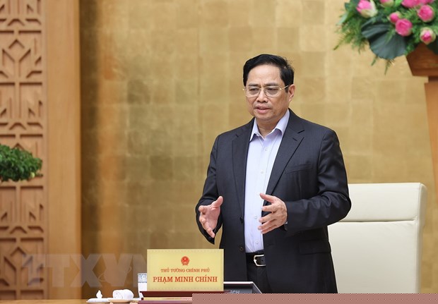Thủ tướng Pham Minh Chính chủ trì cuộc họp. (Ảnh: Dương Giang/TTXVN)