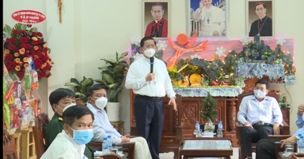 Lãnh đạo tỉnh Tây Ninh thăm, chúc mừng Tòa Giám mục Giáo phận Phú Cường dịp Lễ Giáng