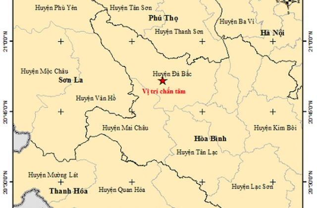 H&ograve;a B&igrave;nh: Động đất c&oacute; độ lớn 3.9 độ richter g&acirc;y rung chấn khu vực xung quanh