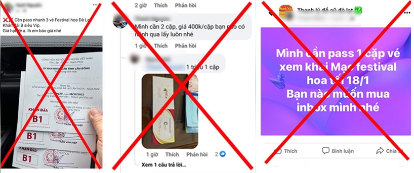 Các bài viết rao bán Giấy mời tham dự Lễ Khai mạc Festival Hoa Đà Lạt.