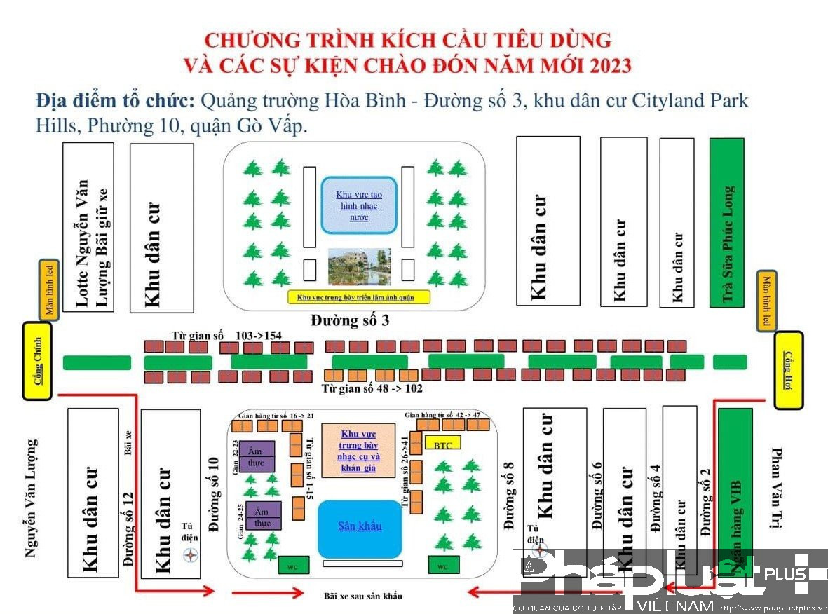 Mô phỏng mặt bằng khu vực tổ chức Chương trình kích cầu tiêu dùng và sự kiện đón chào năm mới 2023