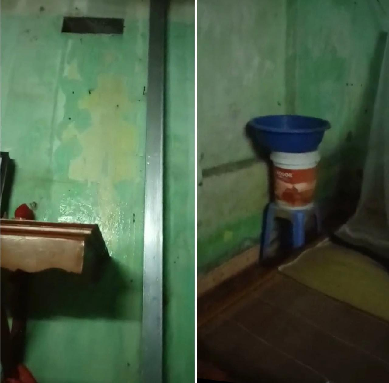 Gần 5 năm qua, mỗi khi trời mưa, tường v&agrave; nền nh&agrave; b&agrave; Lan lại bị hắt nước.