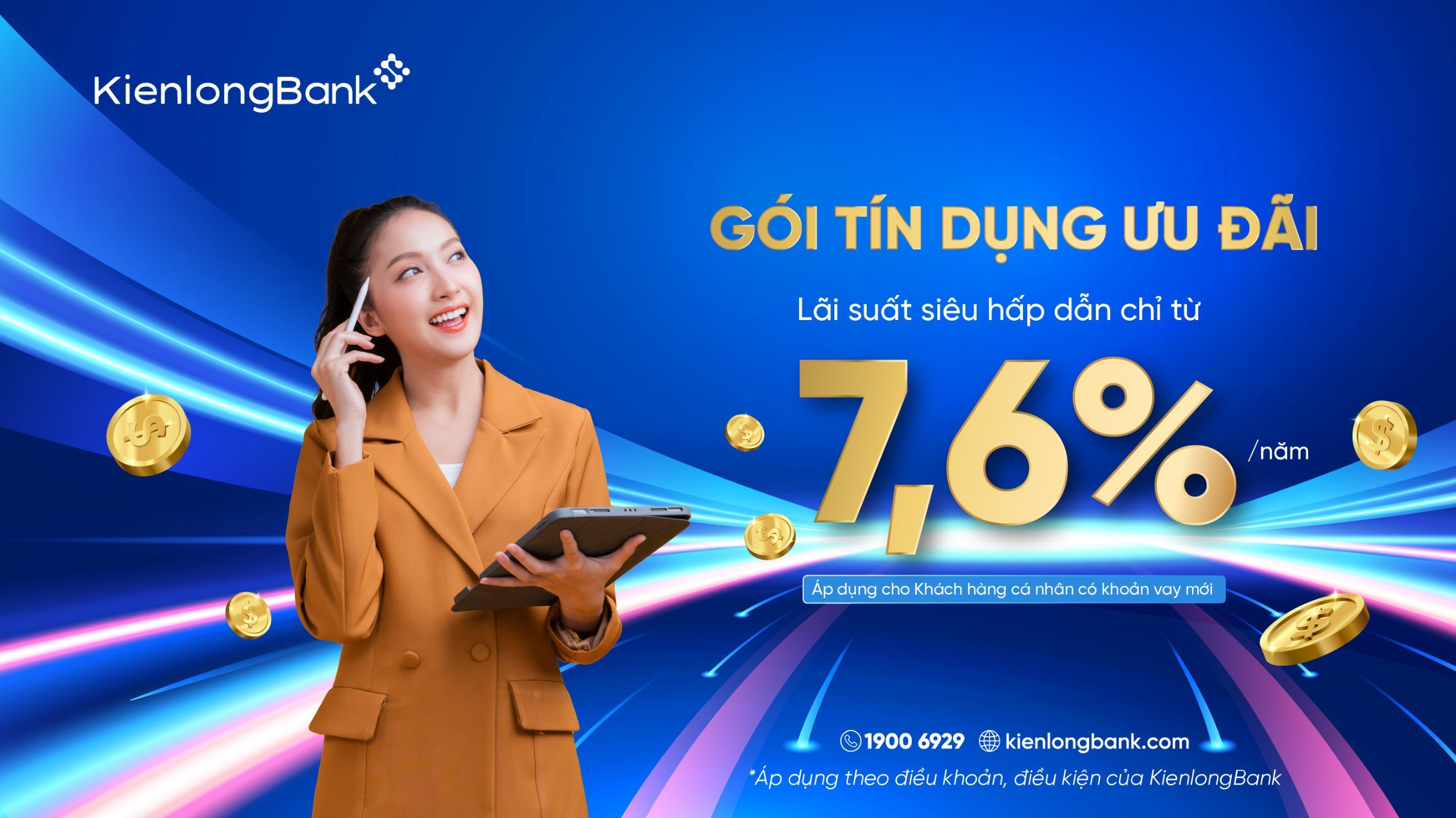 Đối với nhóm KHCN vay phục vụ nhu cầu đời sống, KienlongBank cũng dành gói lãi suất ưu đãi chỉ từ 7,6%/năm đối với các khoản vay ngắn hạn và 7,9%/năm với các khoản vay trung, dài hạn