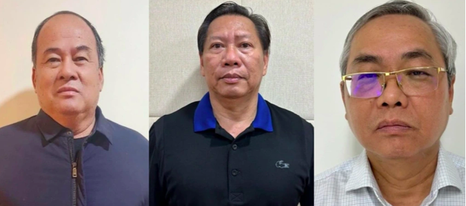 Từ trái qua phải: Nguyễn Thanh Bình, Trần Anh Thư, Nguyễn Việt Trí (Ảnh: Bộ Công an).